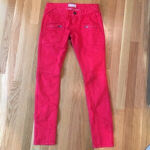 Free People Skinny Pants in Bright Red